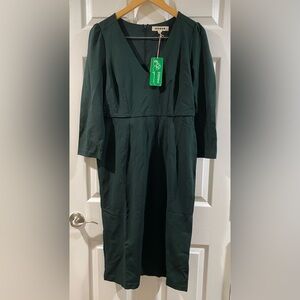 Boden Women’s Petite Deep Green V-Neck Midi Dress - Size 10P